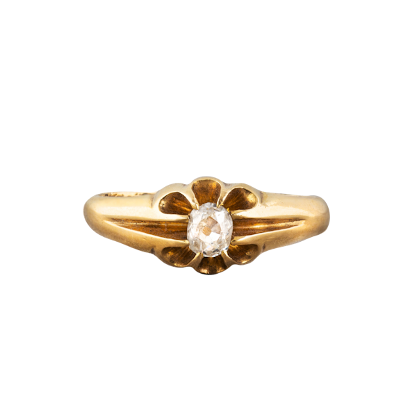 An Old European Cut Solitaire Gold ring - image 1