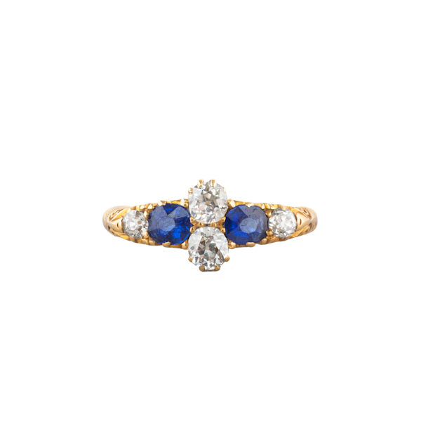 A Victorian carved Sapphire and Diamond half hoop ring **SOLD** - image 1