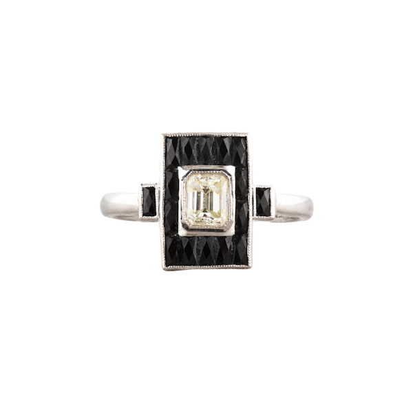 A Deco Onyx Diamond Ring - image 1