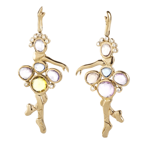 A pair of Gold Ballerina Earrings - image 1