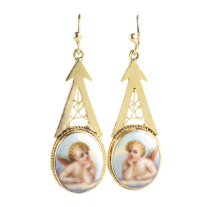 Pair of Cherub Earrings in 18ct Gold | Italian c1880s