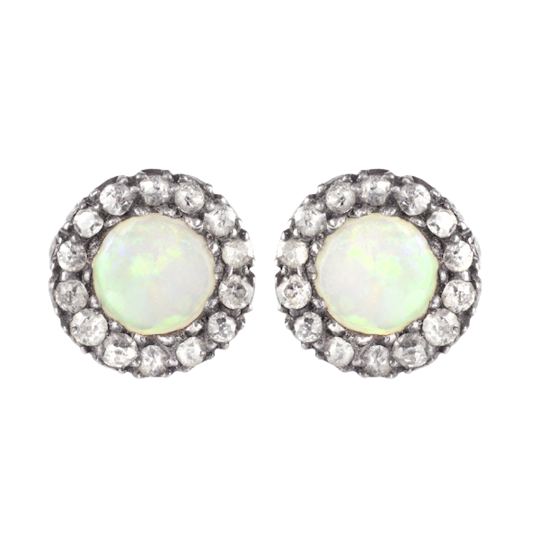 A Pair of Deco Opal Diamond Stud Earrings - image 1