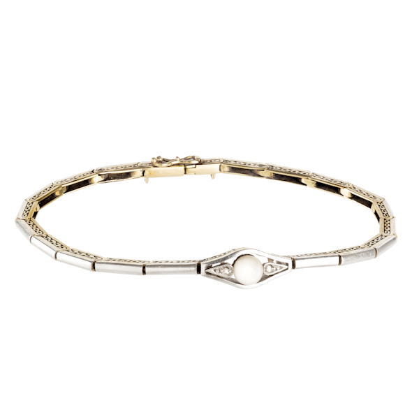 Dutch Gold Platinum Pearl Diamond Bracelet c.1830s - image 1