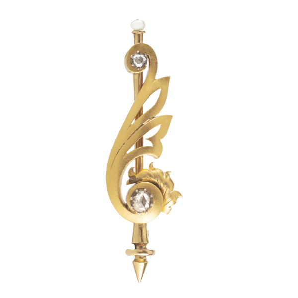 A French Gold Diamond Brooch - image 1
