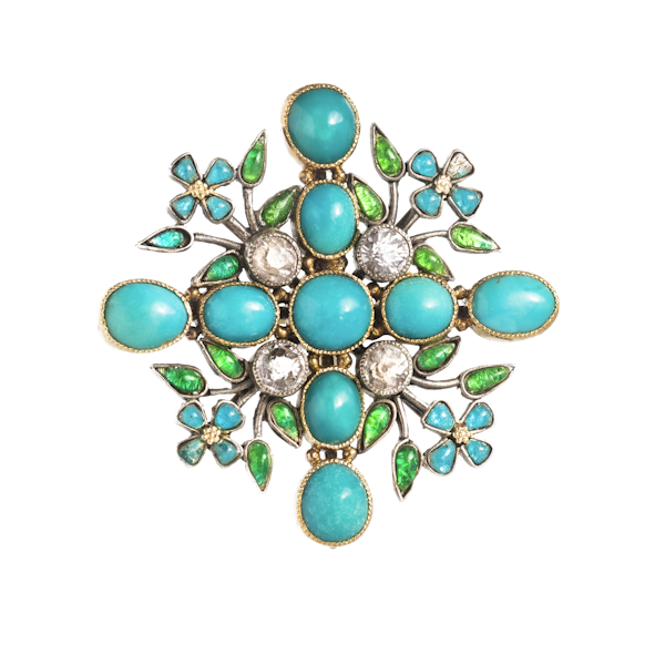 A Turquoise Diamond Brooch *SOLD* - image 1
