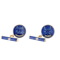 A pair of Blue Enamel Gold Cufflinks with Diamond Collars - image 1