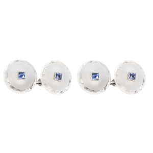 Pair of Rock Crystal & Sapphire Cufflinks | English, c1930s