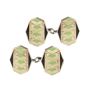 Pair of Silver Enamel Geometric Cufflinks | German c1930s