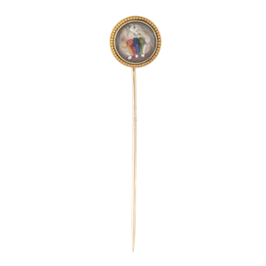 Prince of Wales Plume Stick Pin | Hand-Painted Rock Crystal with Dove | English c.1880s