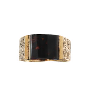 Victorian Bloodstone Signet Ring | Domed Stone & Engraved Gold | London 1899