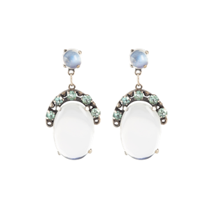 Moonstone and Zircon Drop Earrings | Silver | Arts & Crafts c.1920s