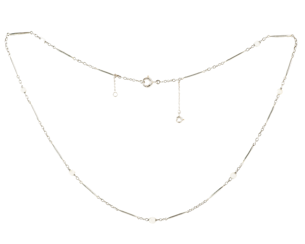 A French Platinum Gold Pearl Chain - image 1