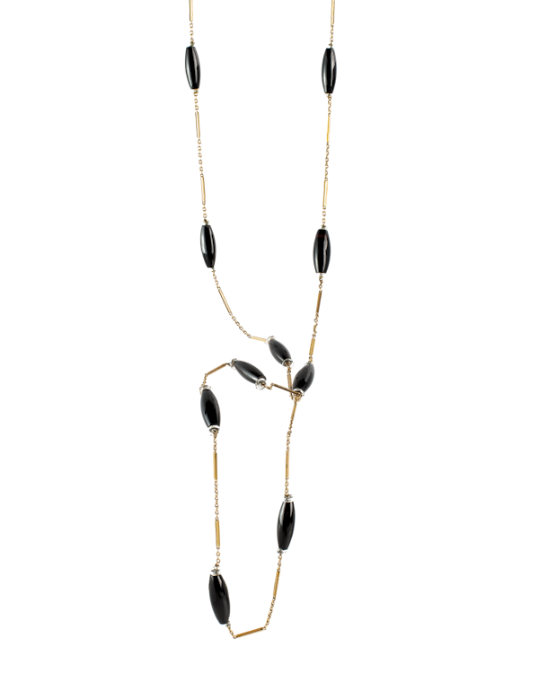 Onyx Rock Crystal Gold Necklace - image 1