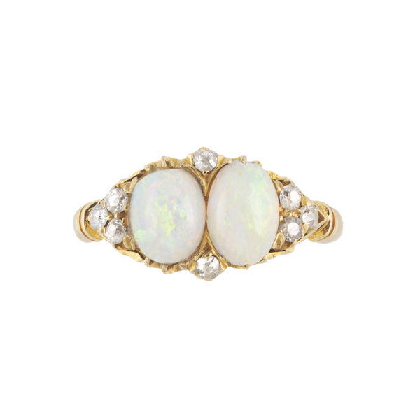 A Double Opal Diamond Ring - image 1