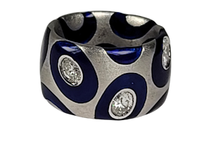 Bonkers modern enamel and diamond ring sku 4885 DBGEMS