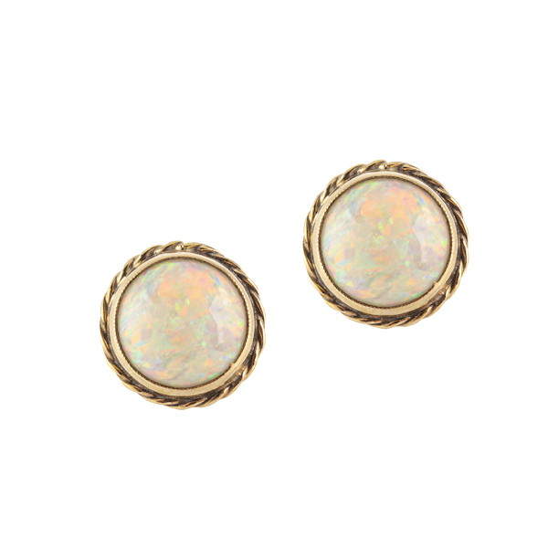 A Pair of Gold Opal Earrings - image 1