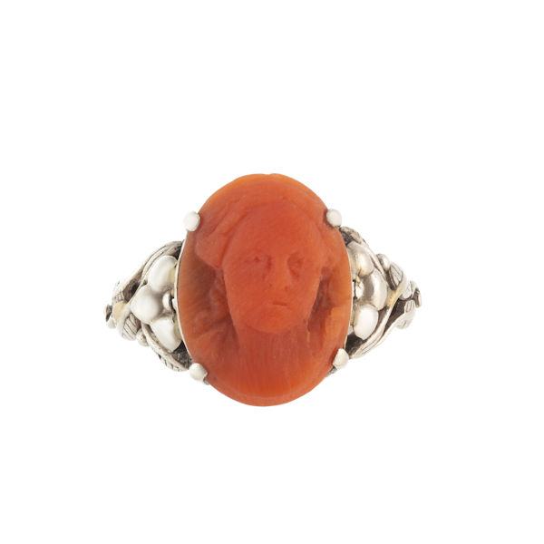 A Silver Coral Arts & Crafts Ring - image 1