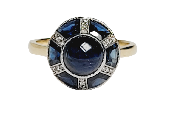 Art deco sapphire and diamond ring sku 4889 - image 1