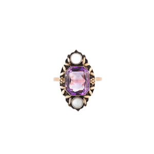 Arts & Crafts Amethyst & Pearl Ring | Gold & Silver | Attributed to Arthur & Georgie Gaskin | c.1915