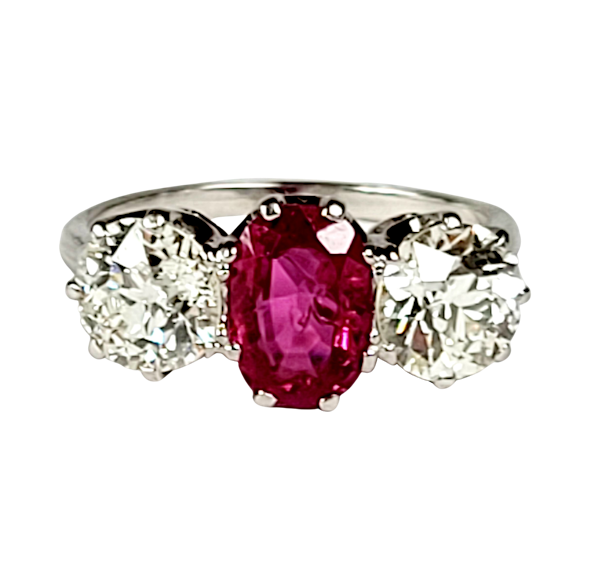 Burmese ruby and diamond ring sku 4923  DBGEMS - image 1