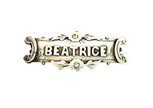 Beatrice Victorian silver name brooch. Spectrum