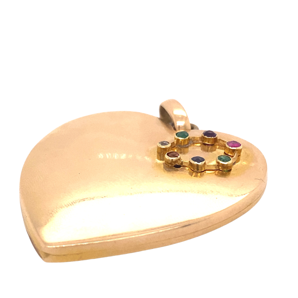 Edwardian Large Gem Set ' DEAREST' Heart in Lucky Horse shoe, 18ct Gold Ca1915 - image 1