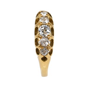 5 stone diamond ring set in 18 ct gold