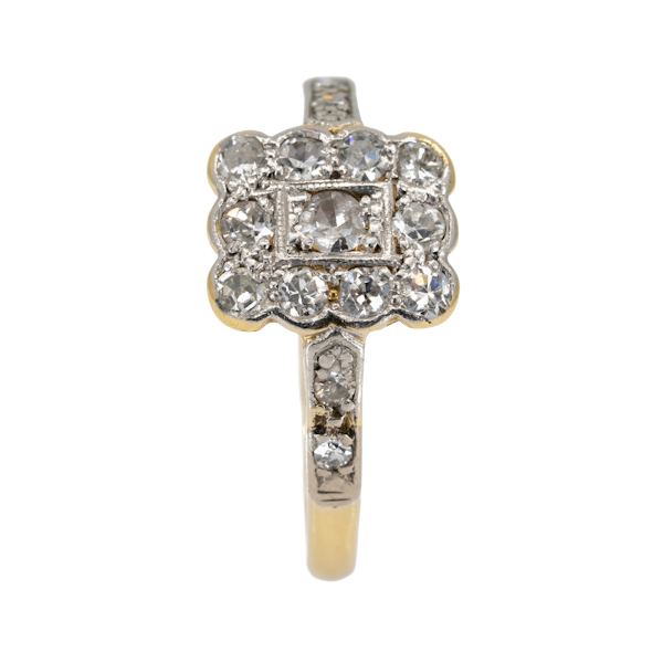 Art Deco rectangular diamond cluster ring - image 1