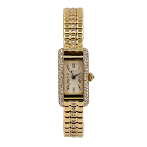 Cartier Ladies Gold and Diamond Set Wristwatch Offered By The Gilded Lily