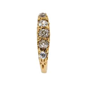 5 stone diamond ring, carved half hoop