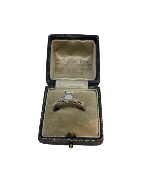 Vintage.71ct emerald-cut diamond engagement platinum ring at Deco&Vintage Ltd - image 1