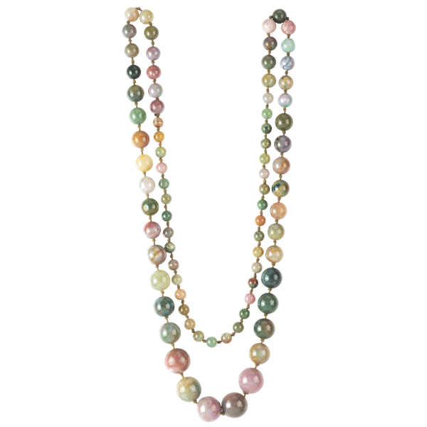 An Antique Agate Bead Necklace - image 1