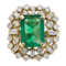 Large emerald and diamond cluster  ring - image 1