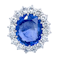Large sapphire and diamond cluster ring. Certificated - image 1