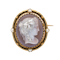 French hard stone cameo brooch of a lady  in 18 ct gold . Fine hard stone and enamel and pearl - image 1