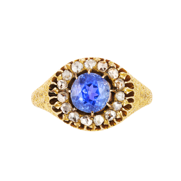 A  Sapphire and Diamond Cluster Ring - image 2