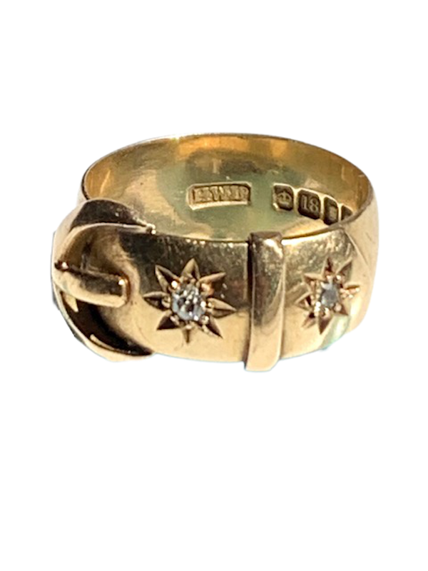 Diamond star design 18ct gold buckle ring. Spectrum - image 1