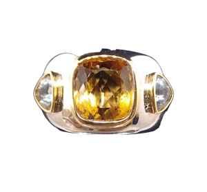 Golden Citrine and Aquamarine Ring