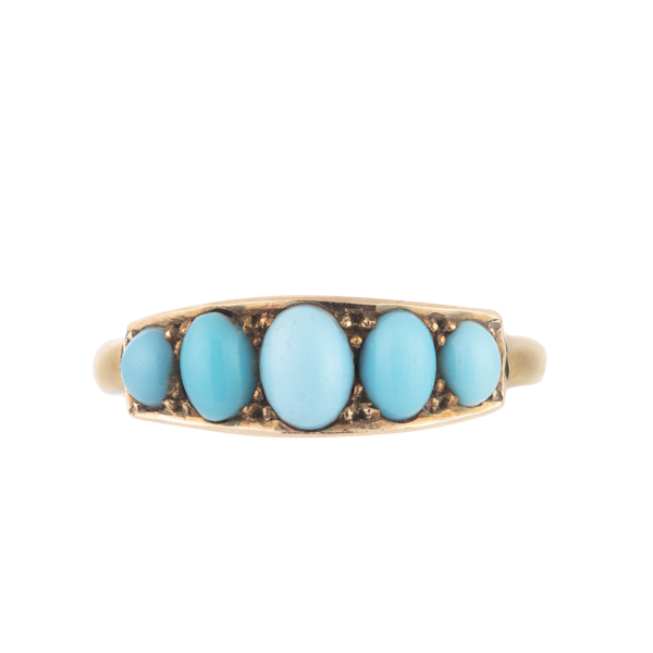 A Five Stone Turquoise Gold Ring - image 1