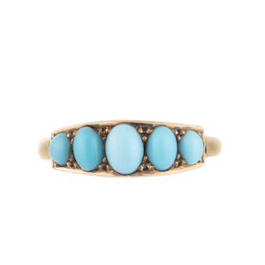 Five Stone Turquoise & Gold Ring | English c.1930s