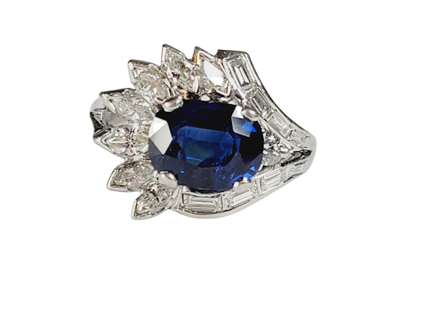 Stunning Sapphire and Diamond stylised feather ring sku 4974  DBGEMS - image 1