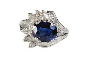 Stunning Sapphire and Diamond stylised feather ring sku 4974 DBGEMS