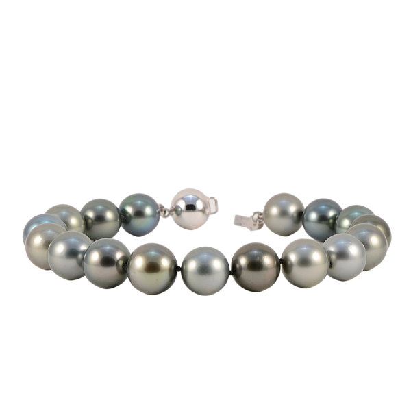 Tahitian Pearl Bracelet 10.2mm - 11.1mm with 18ct white gold clasp date circa1990 SHAPIRO & Co since1979 - image 1