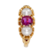 Victoria pink sapphire and pearl  3 stone gold ring - image 1