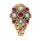 Victorian ruby and pearl cluster ring - image 1