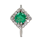 Emerald and diamond Art Deco rhombic shape ring - image 1