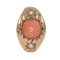 Antique  coral and pearl three stone ring - image 1