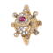 Antique double heart diamond and ruby ring - image 1
