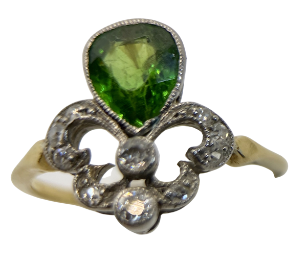 'Green Garnet' and Diamond Ring - image 1
