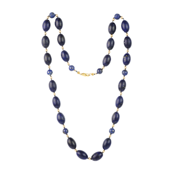 A Set of Antique Lapis Gold Beads - image 2